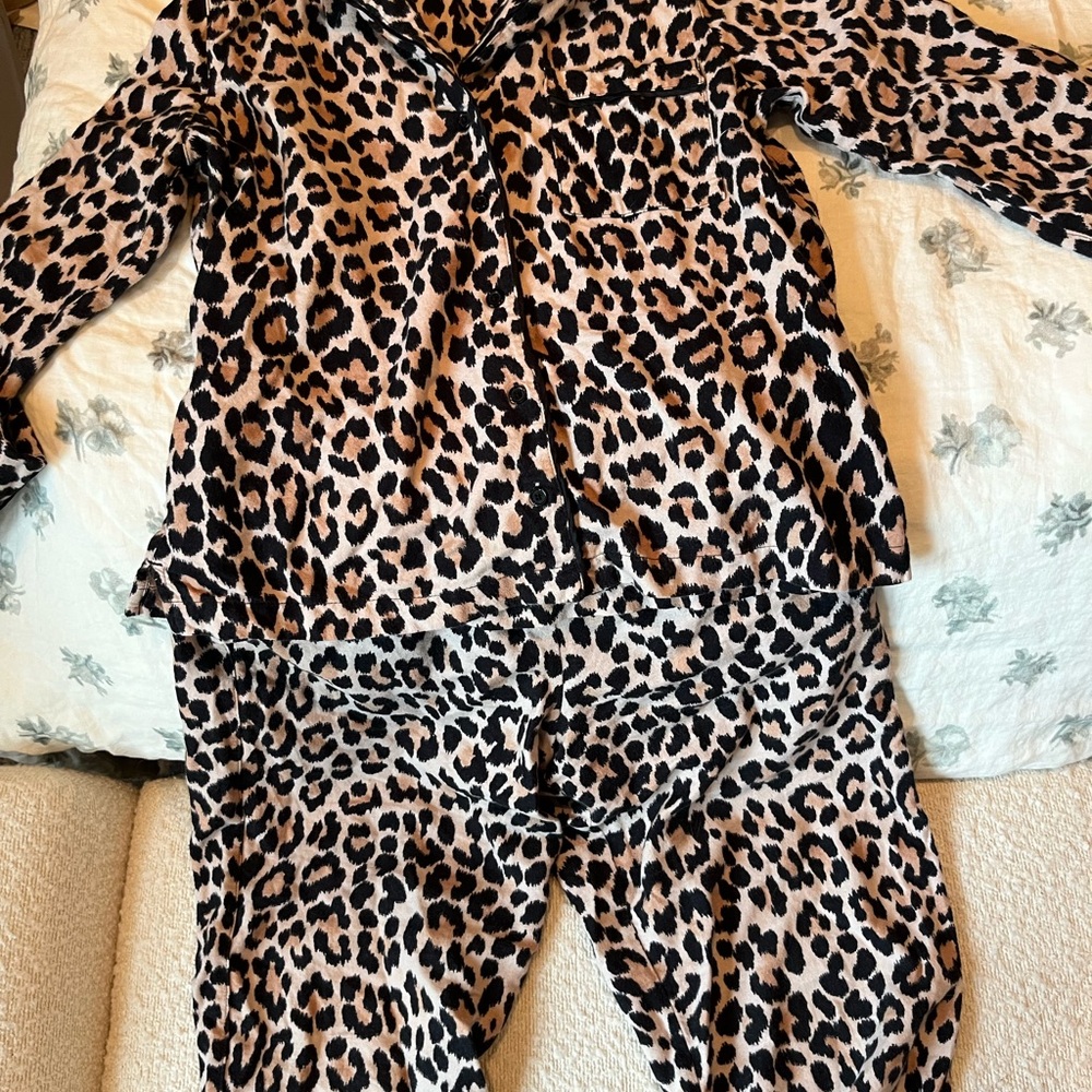 Kate Spade Cozy Leopard Pajamas Brown and Black